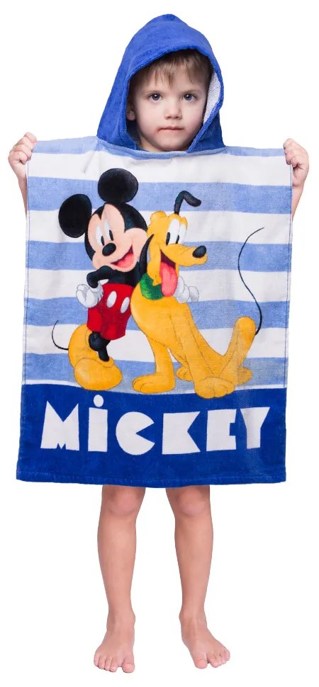 Παιδικό Πόντσο Βαμβακερό Βελούδινο Mickey 320gsm - 50 x 115 cm - Μπλε - Borea