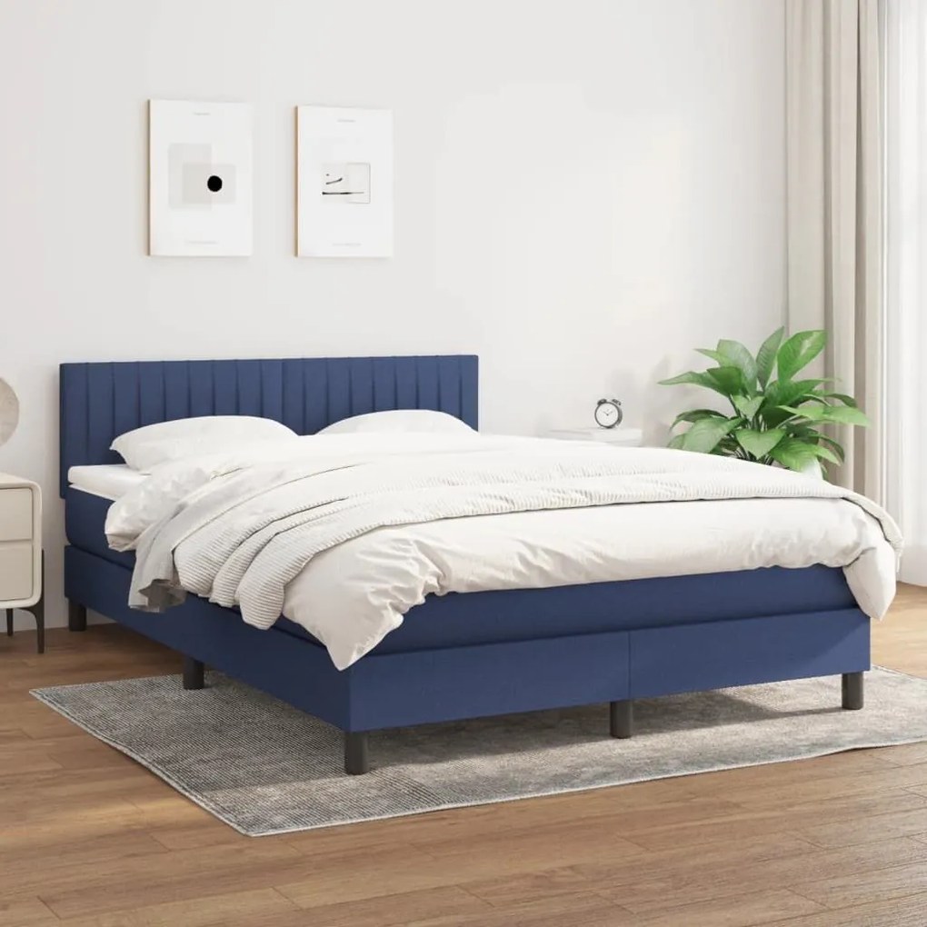 ΚΡΕΒΑΤΙ BOXSPRING ΜΕ ΣΤΡΩΜΑ ΜΠΛΕ 140X200 ΕΚ. ΥΦΑΣΜΑΤΙΝΟ 3140223