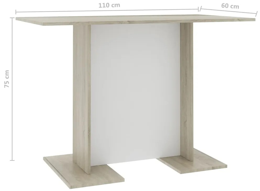 vidaXL Τραπεζαρία Λευκή / Sonoma Δρυς 110x60x75 εκ. από Μοριοσανίδα