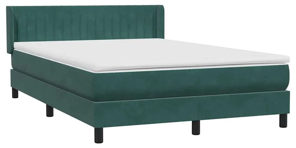 vidaXL Κρεβάτι Boxspring με Στρώμα Σκούρο Πράσινο 160x210εκ. Βελούδινο