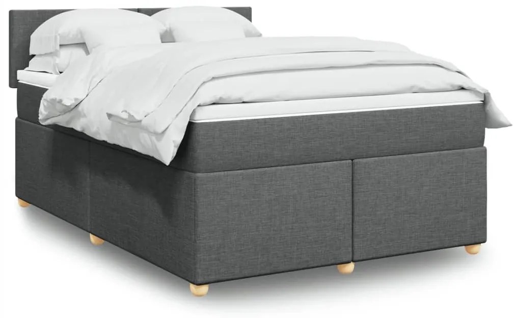 ΚΡΕΒΑΤΙ BOXSPRING ΜΕ ΣΤΡΩΜΑ ΣΚΟΥΡΟ ΓΚΡΙ 140X190 ΕΚ. ΥΦΑΣΜΑΤΙΝΟ 3286669