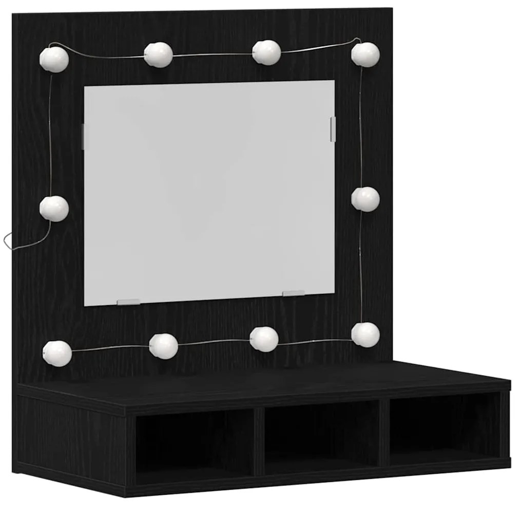 vidaXL Ντουλάπα Καθρέφτη με ράφι Μαύρη δρυς 62 x 31.5 x 62 εκ.