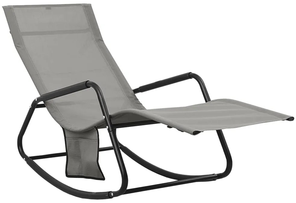 vidaXL Ξαπλώστρα Γκρι από Ατσάλι και Textilene