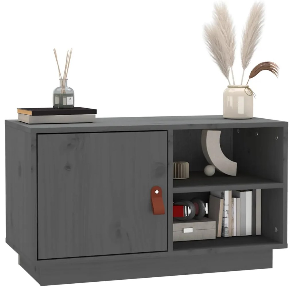 vidaXL Έπιπλο Τηλεόρασης Γκρι 70 x 34 x 40 εκ. από Μασίφ Ξύλο Πεύκου