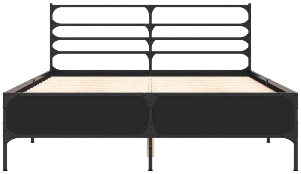 Πλαίσιο Κρεβατιού Μαύρο 120x200 εκ. Επεξ. Ξύλο &amp; Μέταλλο - Μαύρο