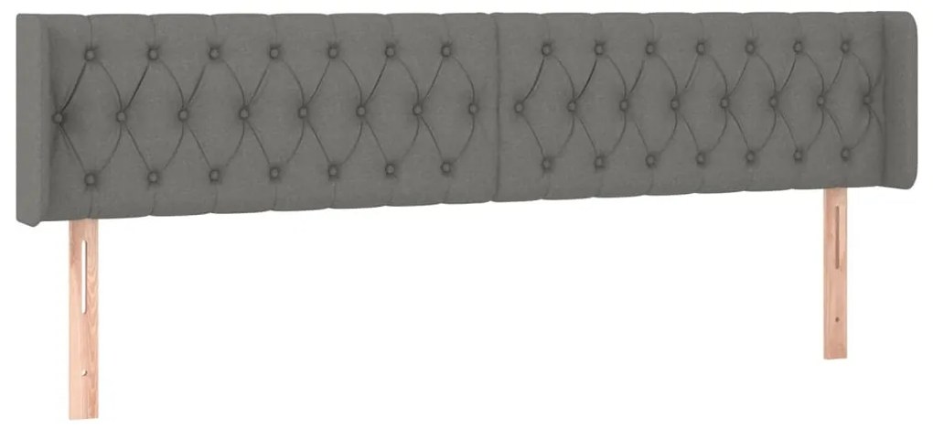 vidaXL Κεφαλάρι Κρεβατιού LED Σκούρο Γκρι 203x16x78/88 εκ. Υφασμάτινο