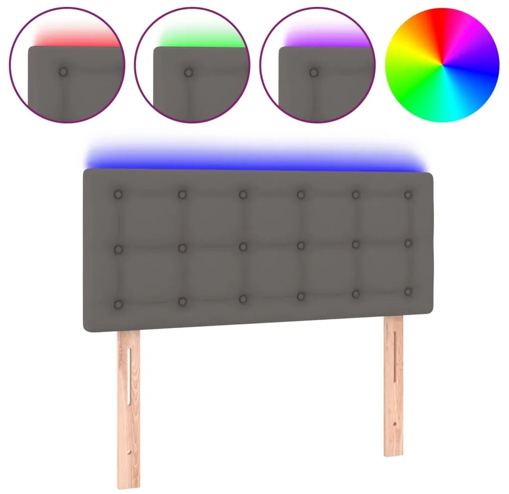 vidaXL Κεφαλάρι Κρεβατιού LED Γκρι 80x5x78/88 εκ. από Συνθετικό Δέρμα