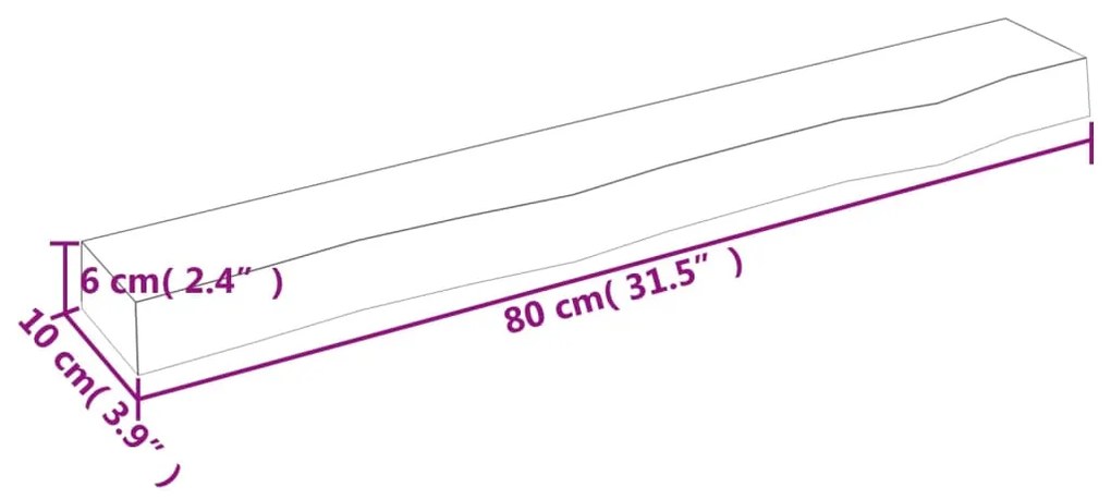 Ράφι Τοίχου Σκούρο Καφέ 80x10x6 εκ. Επεξεργ. Μασίφ Ξύλο Δρυός - Καφέ