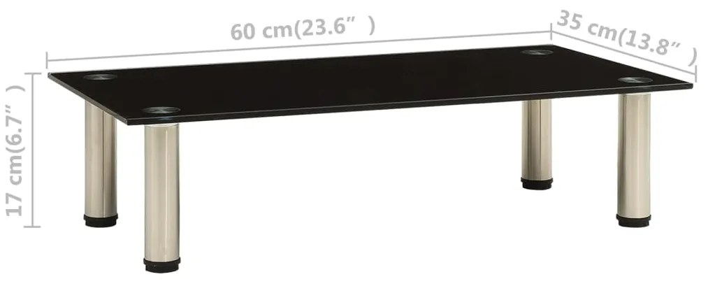 vidaXL Βάση Τηλεόρασης Μαύρη 60 x 35 x 17 εκ. από Ψημένο Γυαλί