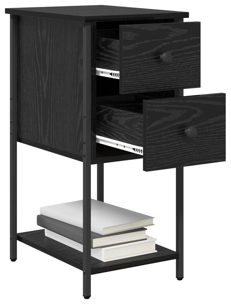 vidaXL Κομοδίνο με συρτάρι 2 pcs Μαύρη δρυς 32 x 42 x 70 εκ