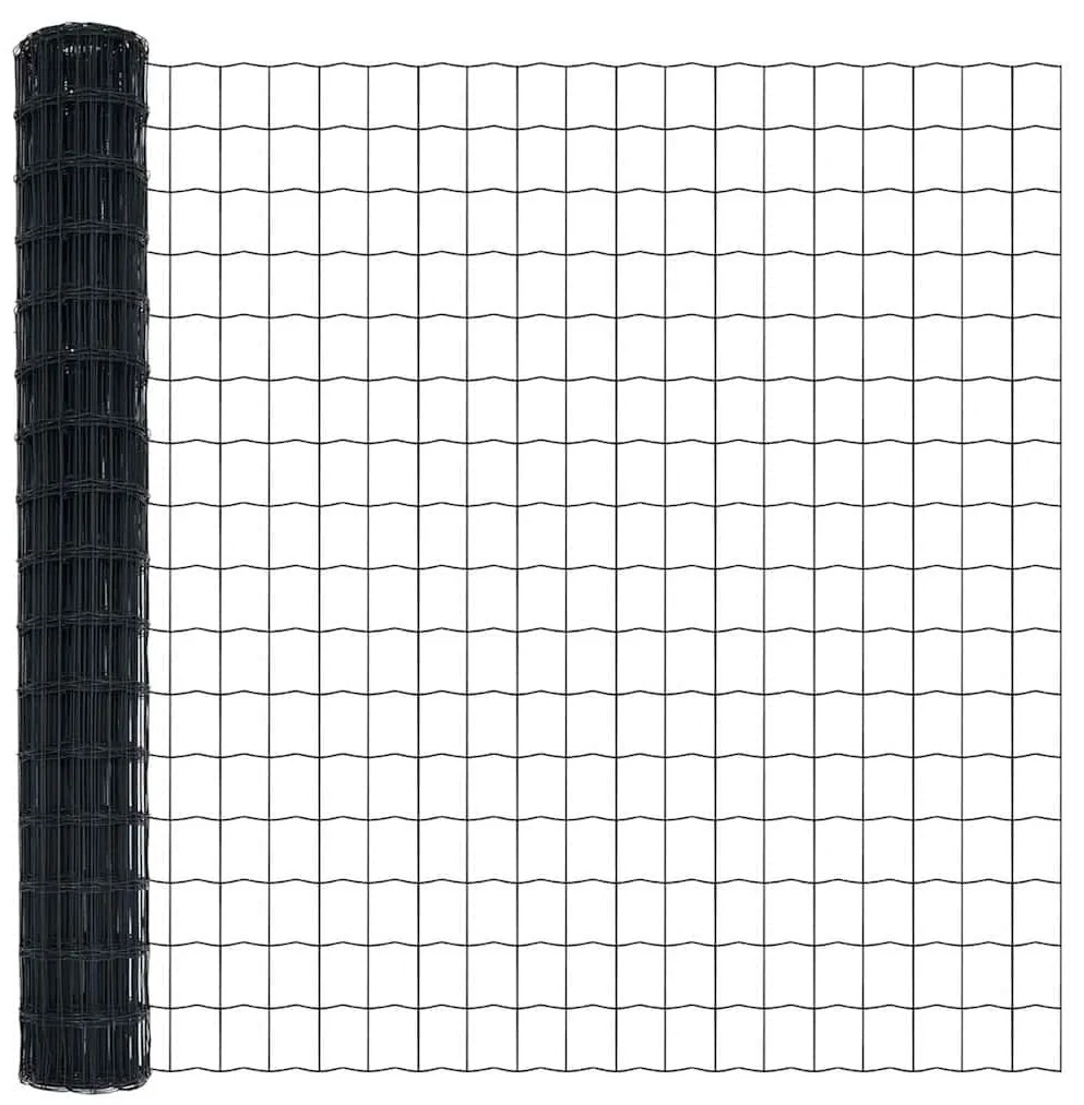 vidaXL Φράχτης Εuro Γκρι 1.6 x 10 m Σίδηρος με επικάλυψη PVC