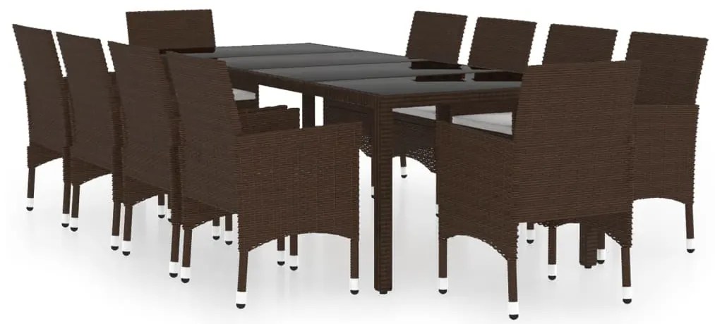 vidaXL Σετ Τραπεζαρίας Κήπου 11 Τεμαχίων Καφέ από Συνθετικό Ρατάν