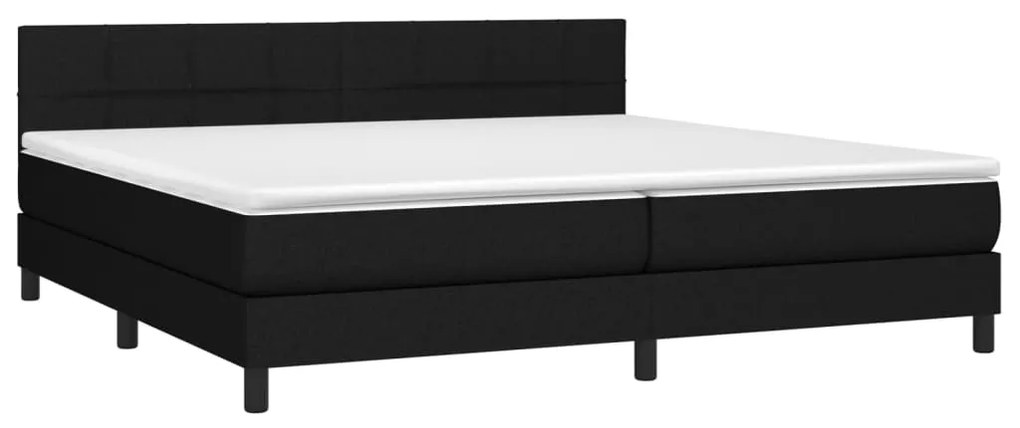 vidaXL Κρεβάτι Boxspring με Στρώμα Μαύρο 200x200 εκ. Υφασμάτινο