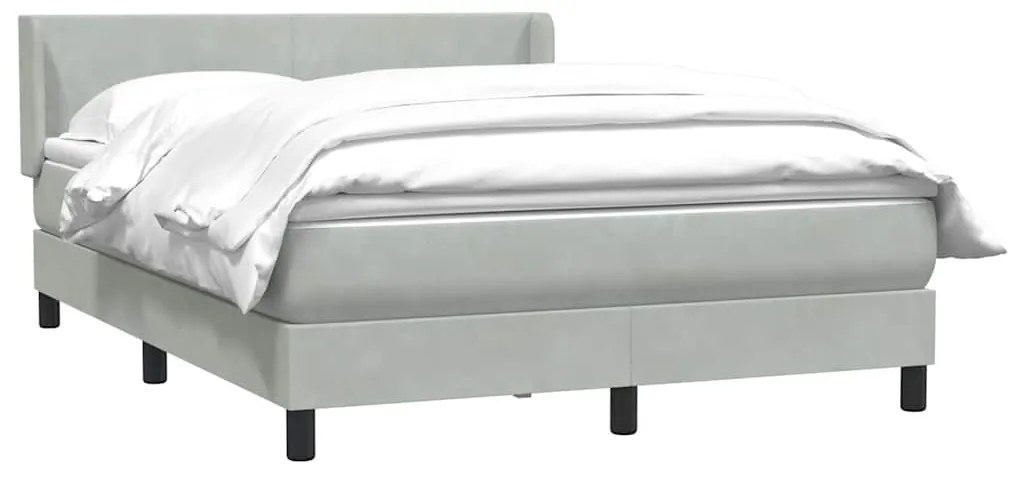 vidaXL Κρεβάτι Boxspring με Στρώμα Ανοιχτό Γκρι 140x220 εκ. Βελούδινο