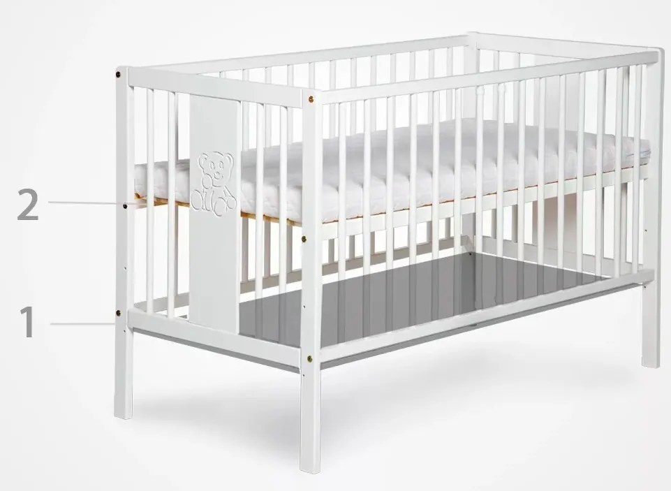 Κρεβατάκι μωρού Elgin 101, 80x120, 80x170, 95cm, 96 kg, Τάβλες για Κρεβάτι, Δεν ρυθμίζεται, Ρυθμιζόμενο ύψος ύπνου, Άσπρο, Ξύλο: Πεύκο | Epipla1.gr