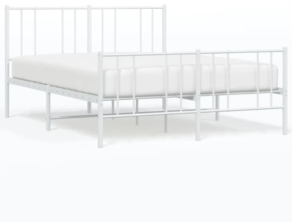 vidaXL Πλαίσιο Κρεβατιού με Κεφαλάρι&Ποδαρικό Λευκό 140x200εκ. Μέταλλο
