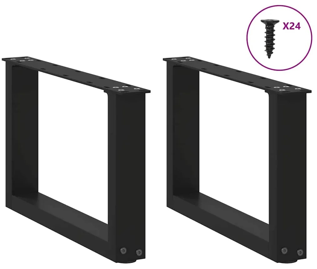 vidaXL Πόδια Τραπεζιού Σαλονιού σε Σχήμα U 2 τεμ. Μαύρο 50x(30-31) εκ. Ατσάλι