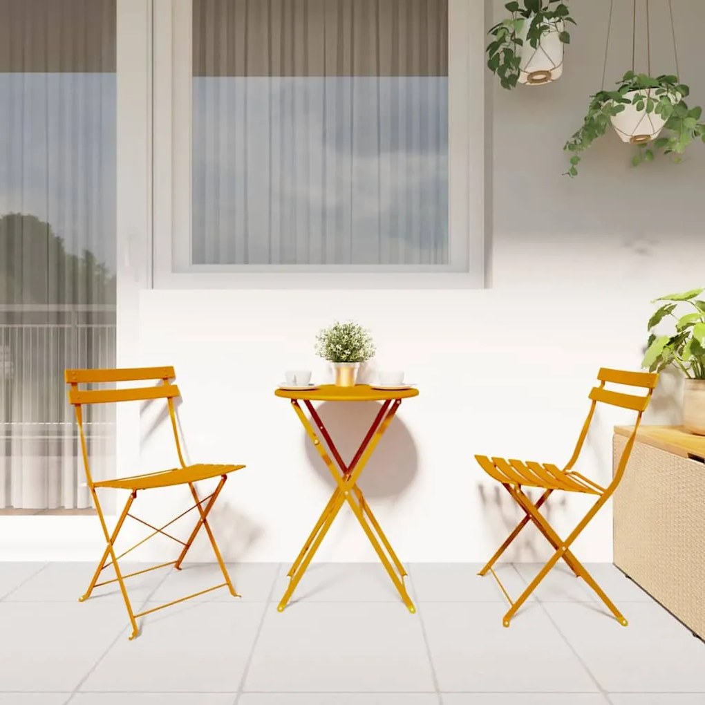 vidaXL Πτυσσόμενη Καρέκλα Κήπου 2 pcs Μουσταρδί 42 x 46 x 82εκ Ατσάλι