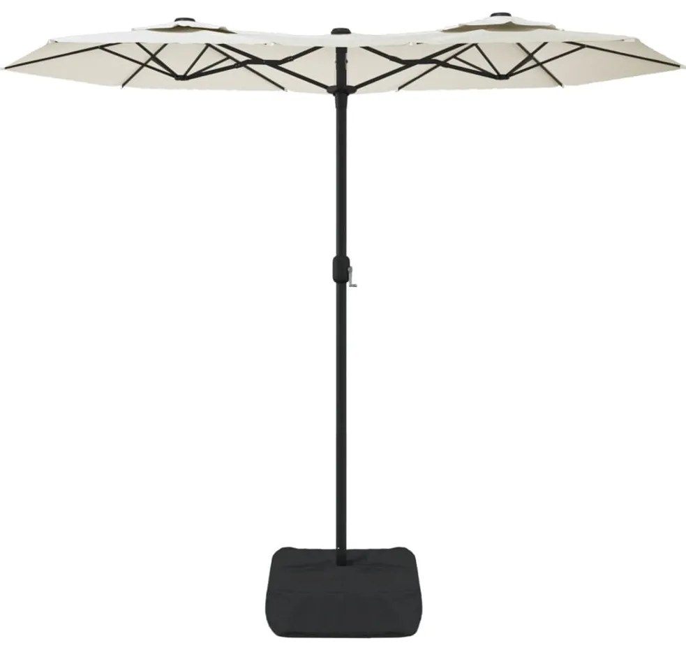 vidaXL Ομπρέλα Κήπου με Διπλή Κορυφή Χρώμα Λευκό Άμμου 316 x 145 εκ.