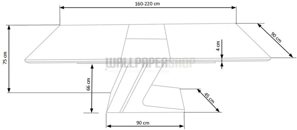 Gusto Ανοιγομένη Τραπεζαρία Μπεζ / Μαύρο 160-220x90x75