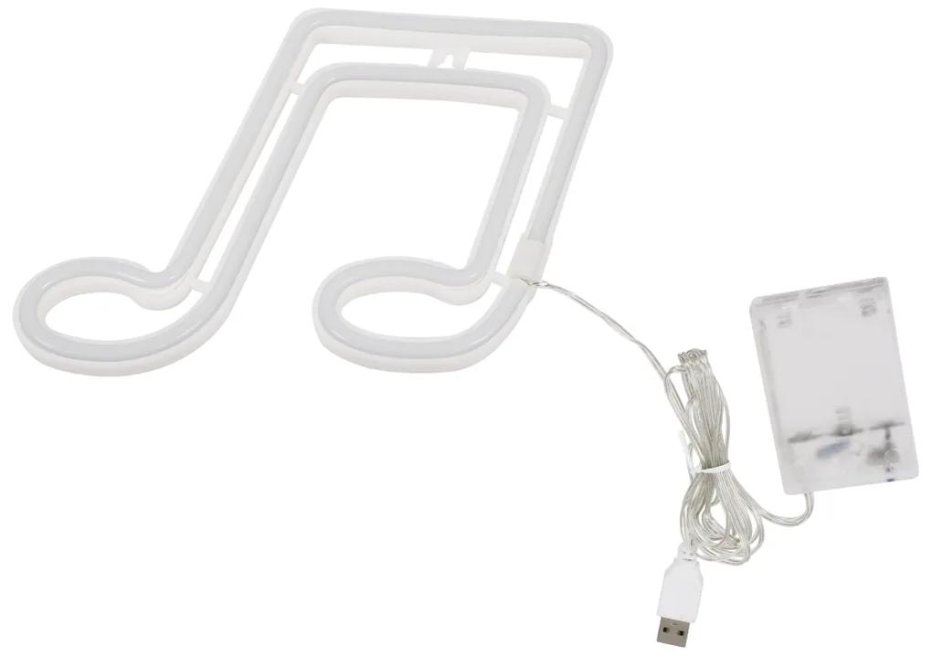 GloboStar® 78570 Φωτιστικό Ταμπέλα Φωτεινή Επιγραφή NEON LED Σήμανσης MUSIC NOTE 5W με Καλώδιο Τροφοδοσίας USB - Μπαταρίας 3xAAA (Δεν Περιλαμβάνονται) - Γαλάζιο