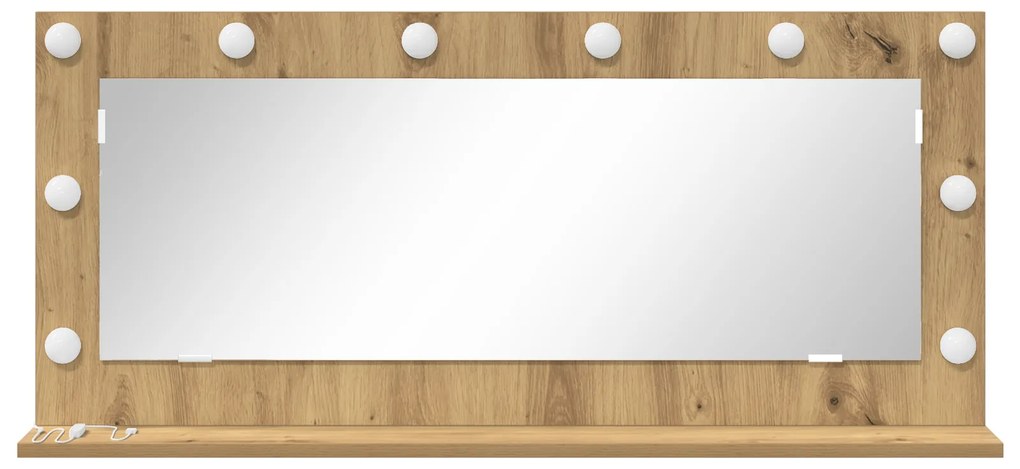 vidaXL Καθρέφτης Vanity  με φώτα LED Artisan Oak 100x45x18 εκ.