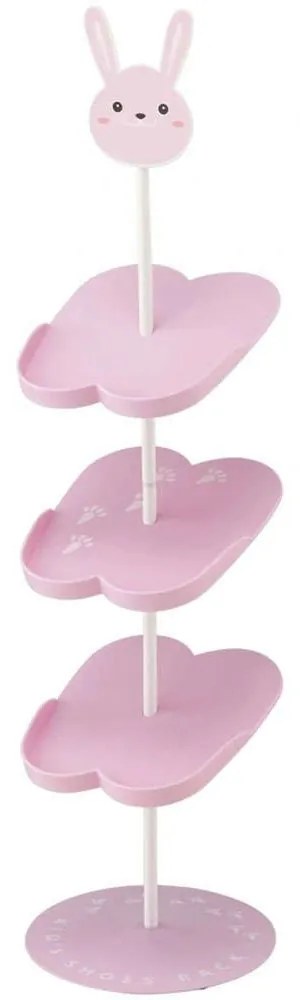 Παπουτσοθήκη Παιδική Bunny YMZK7962 18x18x67cm Pink-White Ατσάλι,Πολυπροπυλένιο