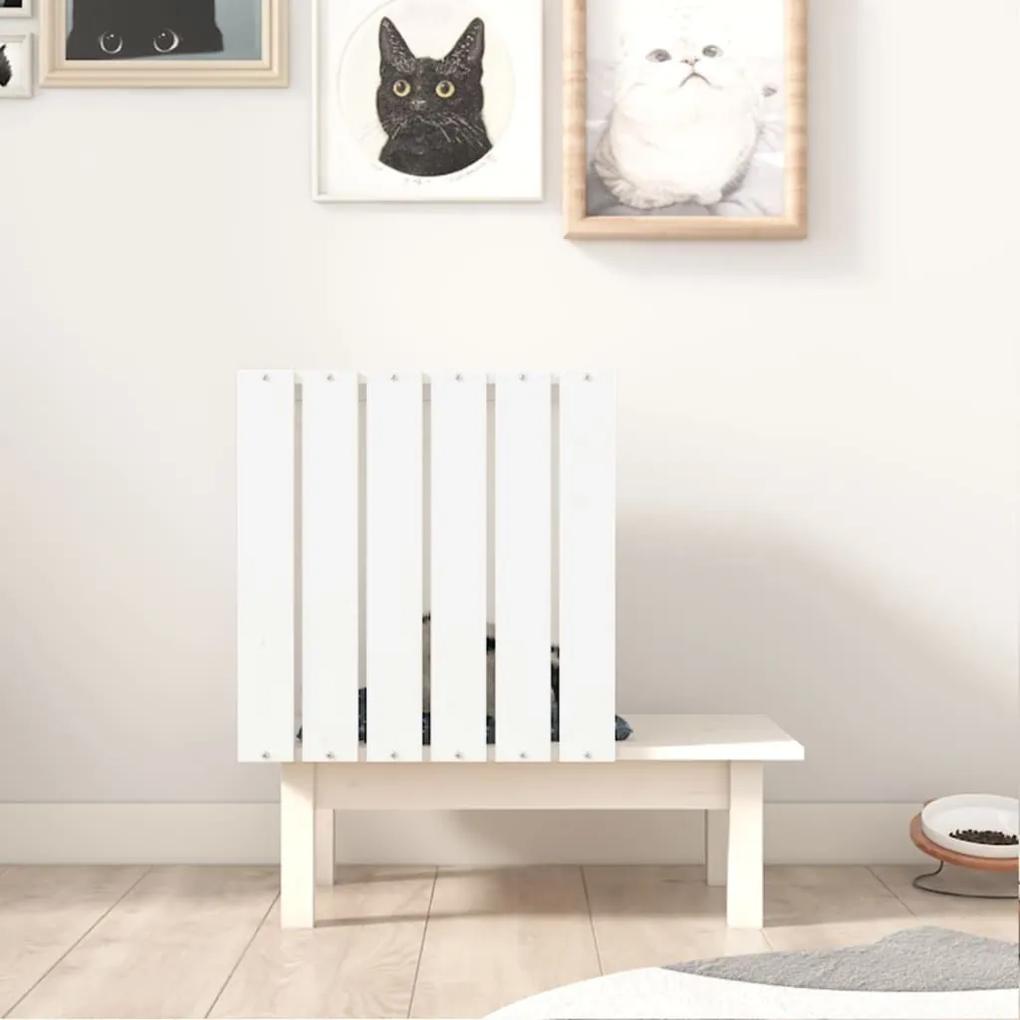 Σπίτι Γάτας Λευκό 60 x 36 x 60 εκ. από Μασίφ Ξύλο Πεύκου - Λευκό