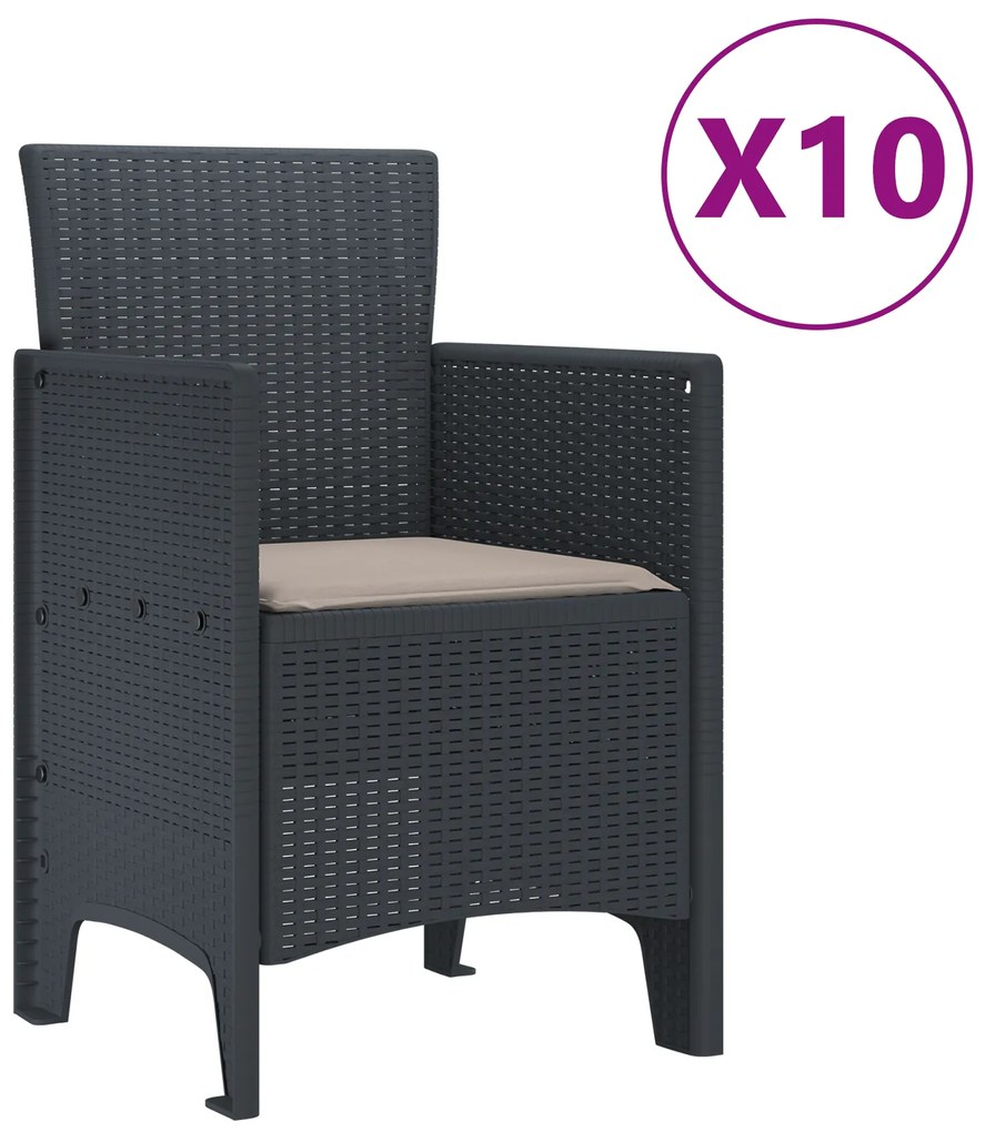 vidaXL Σετ Τραπεζαρίας Κήπου 11 pcs Ανθρακί 250 x 100 x 73 εκ
