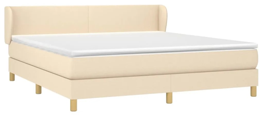 Κρεβάτι Boxspring με Στρώμα Κρεμ 160x200 εκ. Υφασμάτινο - Κρεμ