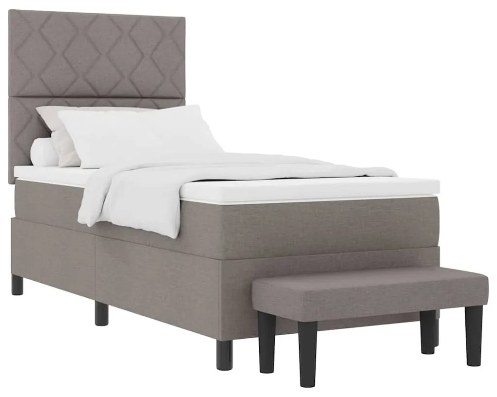 vidaXL Κρεβάτι με ελατήρια με στρώμα Taupe 100 x 200 cm ύφασμα