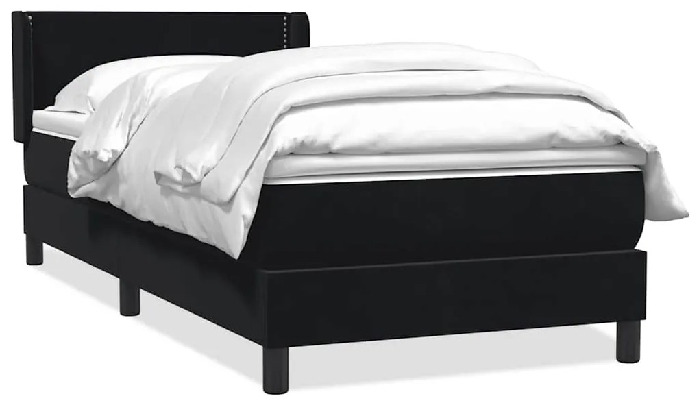 vidaXL Κρεβάτι Boxspring με Στρώμα Μαύρο 90x210 εκ. Βελούδινο