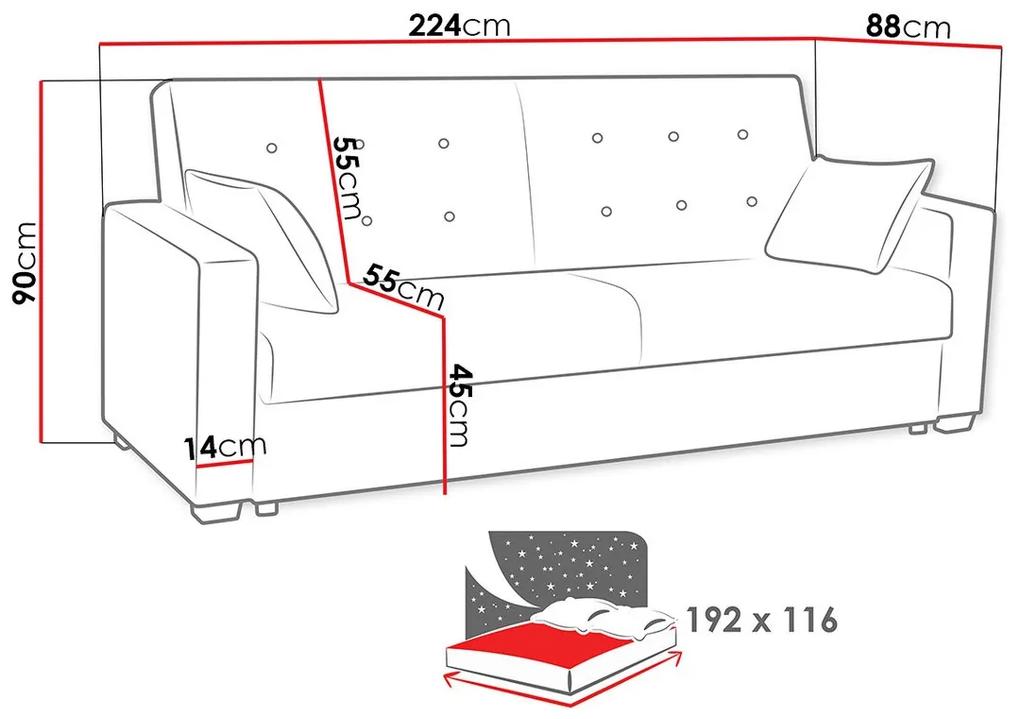Καναπές κρεβάτι Kingsport 110, Αριθμός θέσεων: 3, Αποθηκευτικός χώρος, 90x224x88cm, 79 kg, Πόδια: Πλαστική ύλη | Epipla1.gr