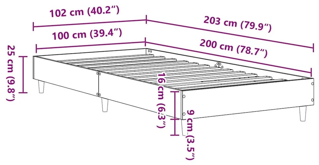 ΠΛΑΙΣΙΟ ΚΡΕΒΑΤΙΟΥ ΧΩΡΙΣ ΣΤΡΩΜΑ ΓΚΡΙ SONOMA 100X200 CM 861044