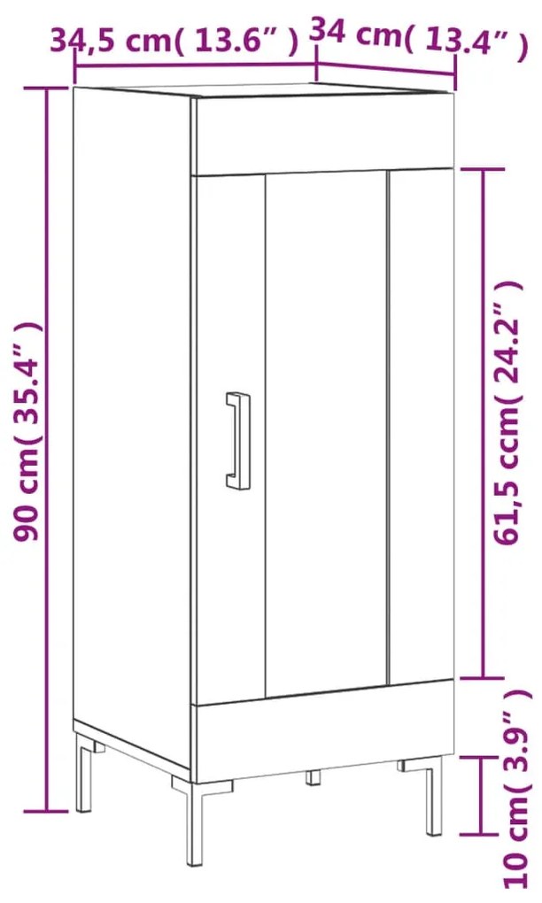 Ντουλάπι Sonoma Δρυς 34,5x34x90 εκ. από Επεξεργασμένο Ξύλο - Καφέ