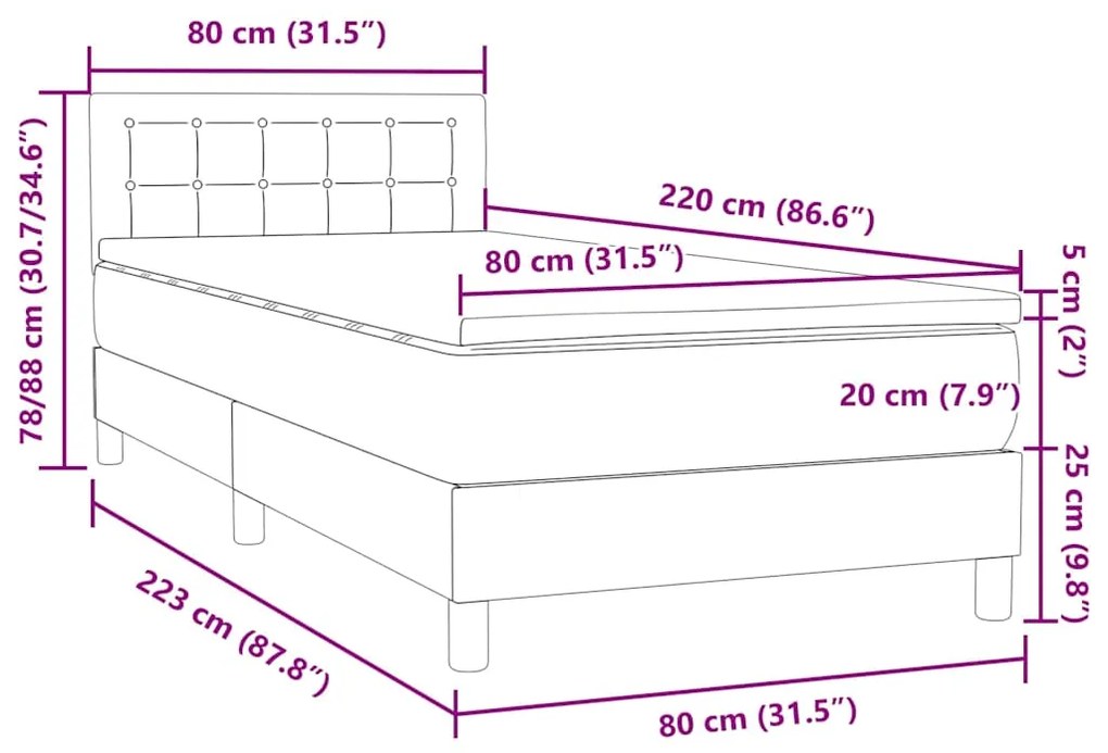 ΚΡΕΒΑΤΙ BOXSPRING ΜΕ ΣΤΡΩΜΑ ΣΚΟΥΡΟ ΓΚΡΙ 80X220 ΕΚ. ΒΕΛΟΥΔΙΝΟ 3316618