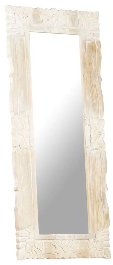 Καθρέφτης Λευκός 110 x 50 εκ. από Μασίφ Ξύλο Μάνγκο - Λευκό