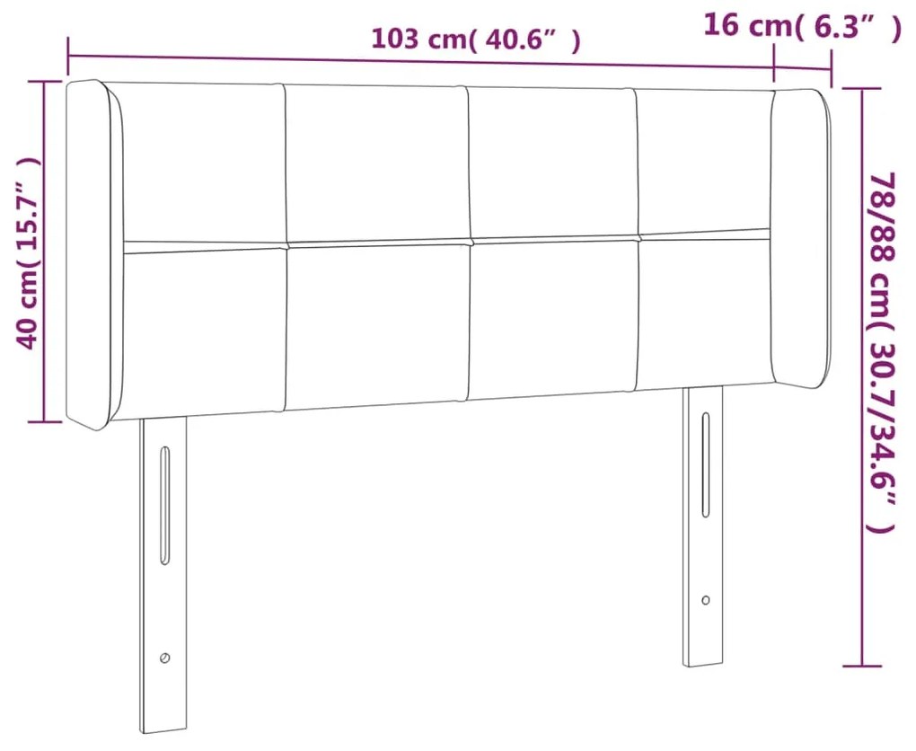 vidaXL Κεφαλάρι Κρεβατιού LED Μαύρο 103x16x78/88 εκ. Βελούδινο