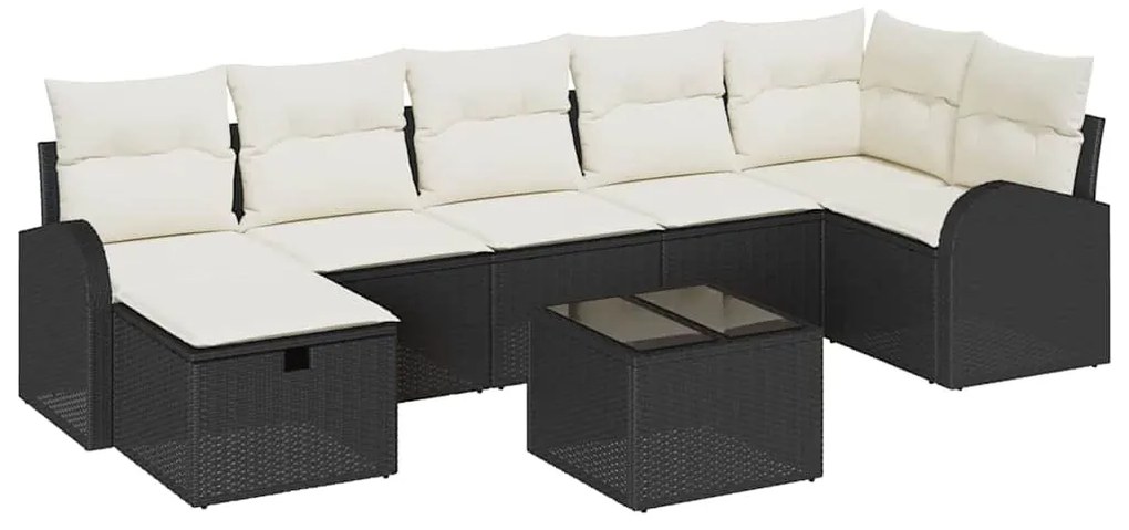 vidaXL Σετ Καναπέ Κήπου με μαξιλάρι 8 pcs Μαύρο Πολυ ράταν