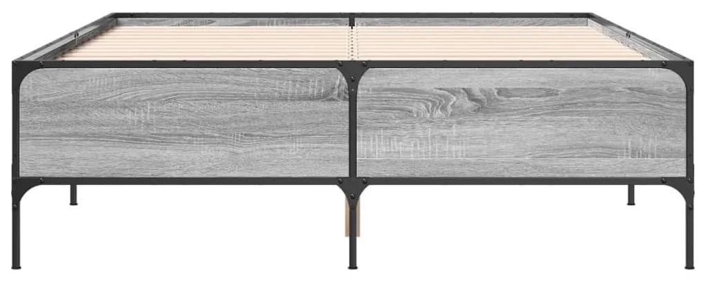 vidaXL Πλαίσιο Κρεβατιού Γκρι Sonoma 140x200 εκ. Επεξ. Ξύλο & Μέταλλο