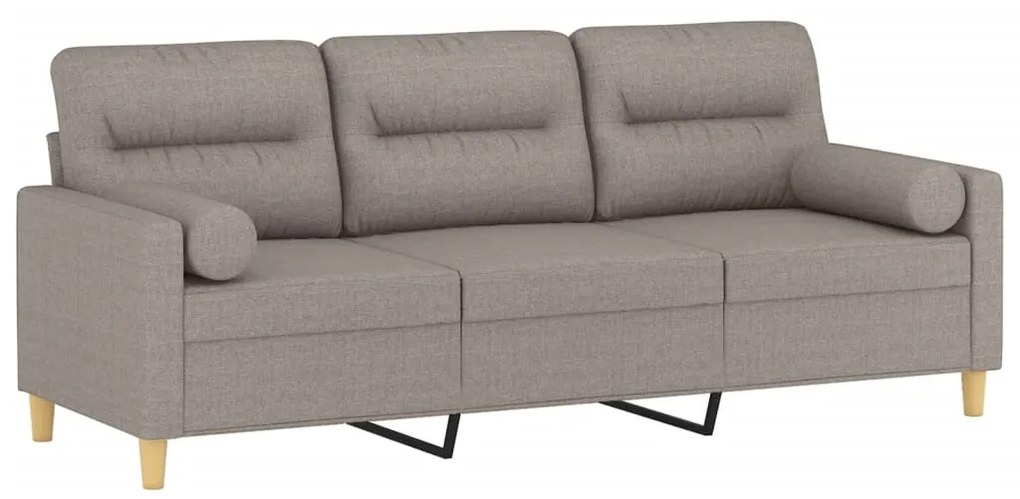 vidaXL Καναπές Τριθέσιος Taupe 180 εκ. Υφασμάτινος με Μαξιλάρια