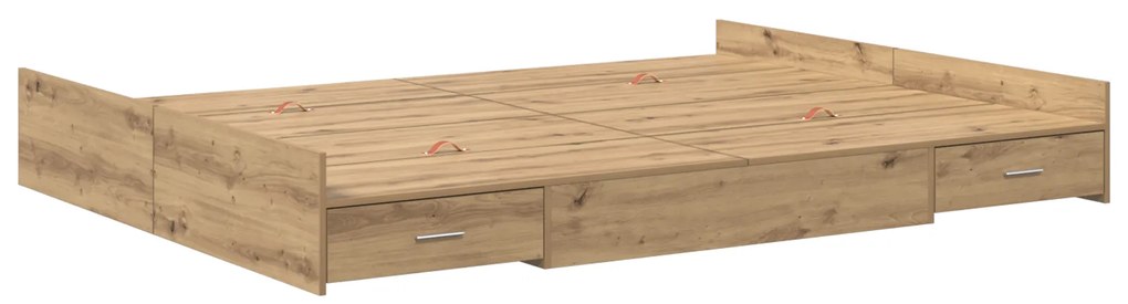 vidaXL Κρεβάτι με αποθηκευτικό χώρο artisan δρυς 140 x 200 cm Μελαμίνη