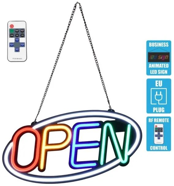 Διακοσμητικό Φωτιστικό Neon Led Πινακίδα Open 85858 Globostar-85858-Πολύχρωμο 85858