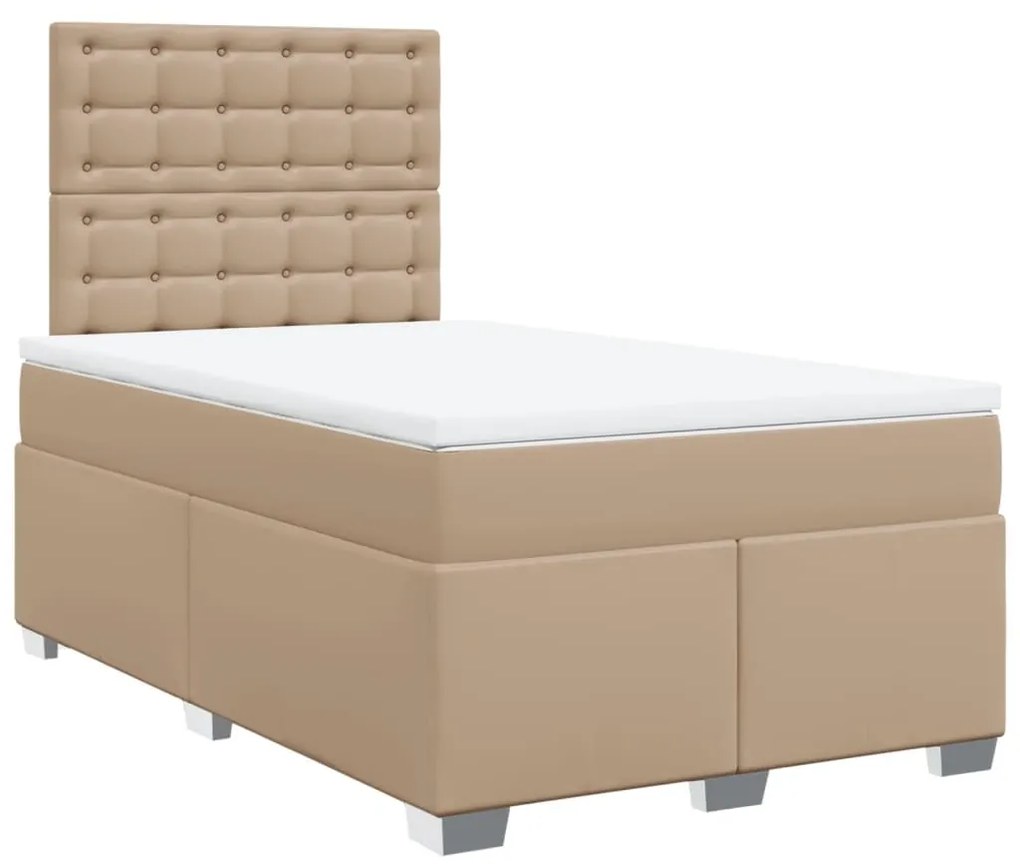 Κρεβάτι Boxspring με Στρώμα Καπουτσίνο 120x190εκ.από Συνθ.Δέρμα - Καφέ