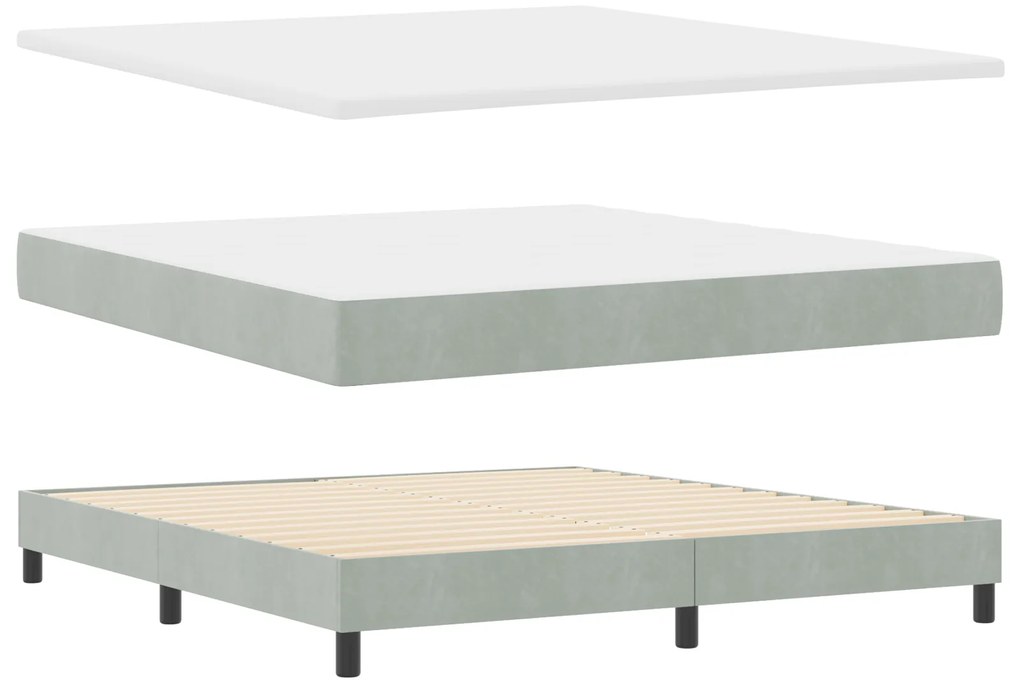 vidaXL Κρεβάτι Box Spring με στρώμα Ανοιχτό γκρι 180x200 εκ Βελούδο