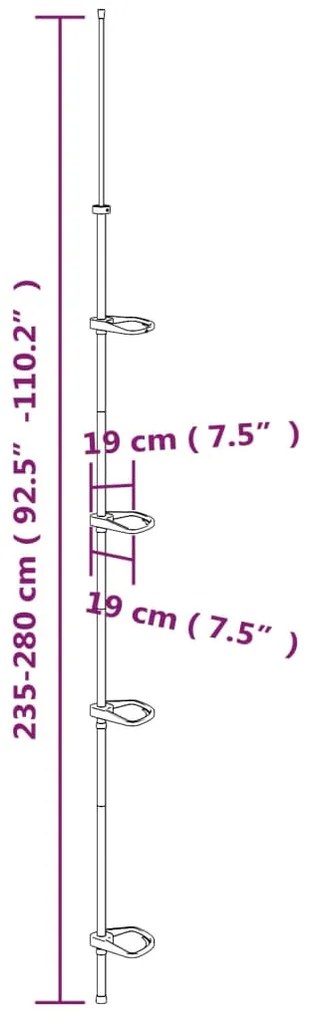 vidaXL Ράφι Ντους Γωνιακό Τηλεσκοπικό 4 Επιπέδων Ασημένιο Αλουμίνιο
