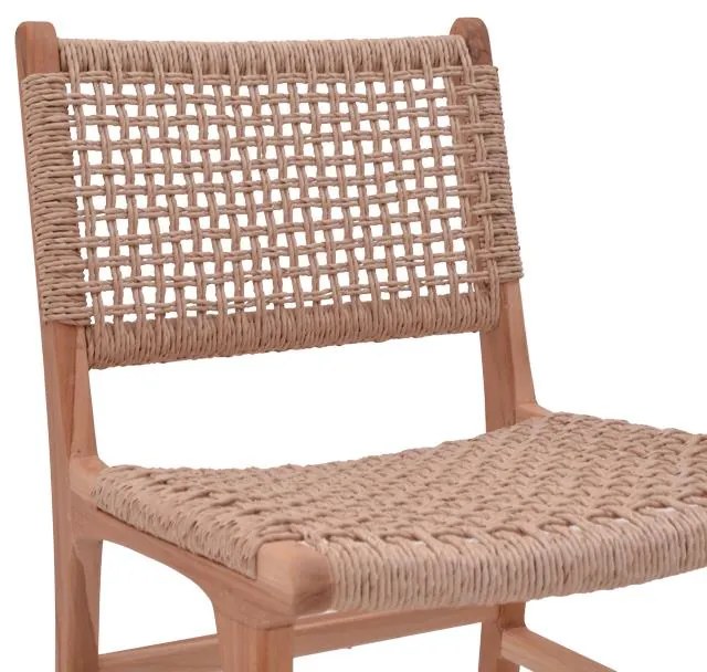 Καρέκλα Sponze σκελετός teak ξύλο με σχοινί σε φυσική απόχρωση 50x58x85εκ 50x58.5x85 εκ.