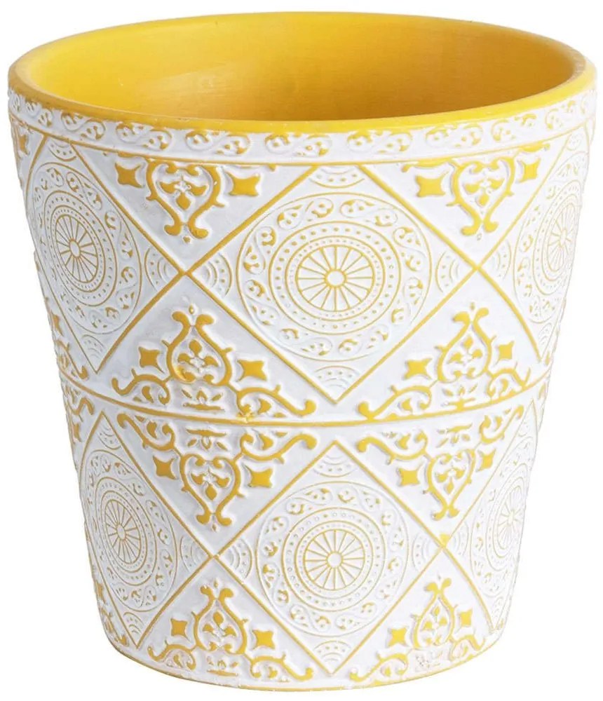 Κασπώ Rabat 20518 Φ14x13cm White-Yellow GloboStar κεραμικο