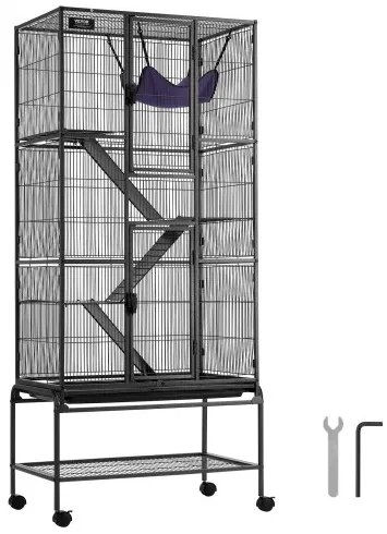 VEVOR 69&quot; Metal Small Animal Cage 4-Tier Rolling Ferret Cage with Tray 3 Ramps