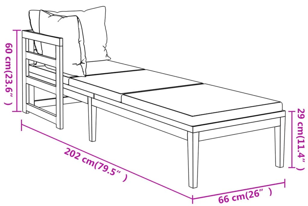 vidaXL Ξαπλώστρες 2 τεμ. από Μασίφ Ξύλο Ακακίας & Λευκά Κρεμ Μαξιλάρια